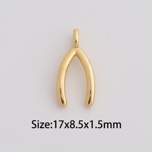 Dainty Gold Wishbone Pendant,18K Gold Filled Wishbone Charms,Wishbone Charm for DIY Necklace Bracelet Jewelry Findings Supply