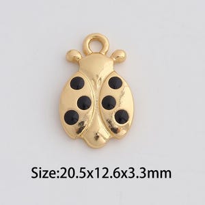 Dainty Gold Ladybug Pendant,18K Gold Filled Insect Charms,Enamel Ladybug Charm for DIY Necklace Bracelet Jewelry Findings Supply