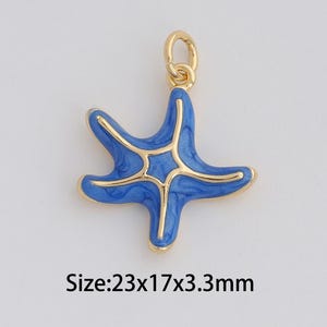 Dainty Gold Starfish Pendant,18K Gold Filled Starfish Charms,Enamel Starfish Charm for DIY Necklace Bracelet Jewelry Findings Supply