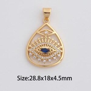 Dainty Water Drop Pendant,18K Gold Filled Tear Drop Charms,Micropavé CZ Evil Eye Charm for DIY Necklace Bracelet Jewelry Findings Supply