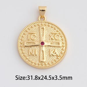 Byzantine Cross Pendant,18K Gold Filled Orthodox Cross Charms,Micropavé CZ ICXCNIKA Charm for DIY Necklace Bracelet Jewelry Findings Supply