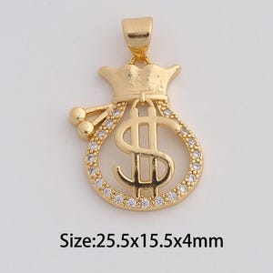 Dainty Gold Money Bag Pendant,18K Gold Filled Money Bag Charms,Micropavé CZ Money Bag Charm for DIY Necklace Bracelet Jewelry Finding Supply