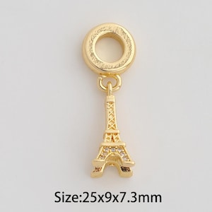 Dainty Gold Eiffel Tower Pendant,18K Gold Filled France Charms,Micropavé CZ Paris Charm for DIY Necklace Bracelet Jewelry Findings Supply