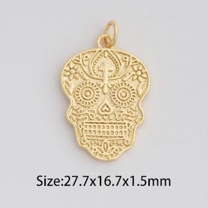 Dainty Gold Skull Pendant,18K Gold Filled Skull Charms,Skull Charm for DIY Necklace Bracelet Jewelry Findings Supply