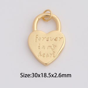 Dainty Gold Heart Pendant,18K Gold Filled Lock Charms,Letter Charm for DIY Necklace Bracelet Jewelry Findings Supply