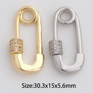Sierlijke gouden karabijnsluiting, 18 kt gold filled schroefsluiting, micropavé CZ paperclipsluiting voor doe-het-zelf ketting armband sieraden bevinding aanbod