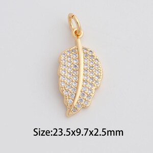 Dainty Gold Feather Pendant,18K Gold Filled Feather Charms,Micropavé CZ Feather Charm for DIY Necklace Bracelet Jewelry Findings Supply