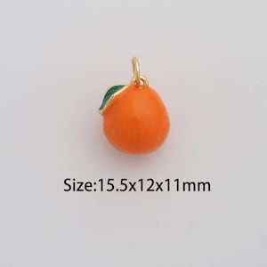 Dainty Gold Orange Pendant,18K Gold Filled Fruit Charms,Enamel Orange Charm for DIY Necklace Bracelet Jewelry Findings Supply
