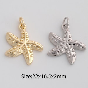 Dainty Gold Starfish Pendant,18K Gold Filled Starfish Charms,Starfish Charm for DIY Necklace Bracelet Jewelry Findings Supply