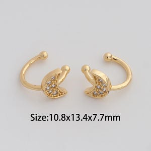 Dainty Gold Micropavé CZ Non Piercing Cartilage Clip,18K Gold Filled Moon Cuff Earrings,Birthday Gifts,Perfect Gifts,Gifts for Her
