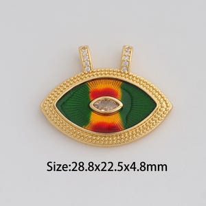Dainty Gold Enamel Evil Eye Pendant,18K Gold Filled Devil Eye Charms,Micropavé CZ Eye Charm for DIY Necklace Bracelet Jewelry Finding Supply
