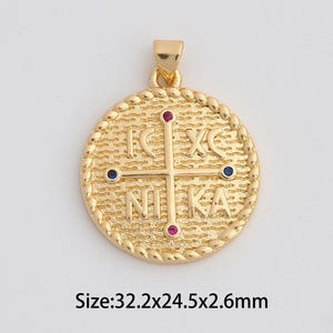 Byzantine Cross Pendant,18K Gold Filled Orthodox Cross Charms,Micropavé CZ ICXCNIKA Charm for DIY Necklace Bracelet Jewelry Findings Supply