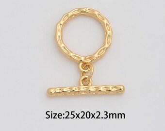 Dainty Gold Toggle Clasp,18K Gold Filled OT Clasp,Round Clasp for DIY Necklace Bracelet Jewelry Findings Supply