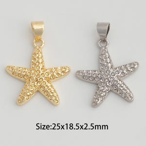 Dainty Gold Starfish Pendant,18K Gold Filled Starfish Charms,Starfish Charm for DIY Necklace Bracelet Jewelry Findings Supply
