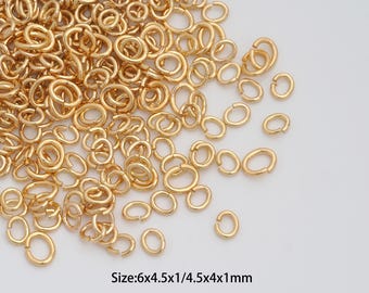 50 piezas de delicados anillos de salto abiertos de oro, anillos de salto redondos rellenos de oro de 18 quilates, anillos de salto de oro para collares, pulseras y accesorios de joyería.