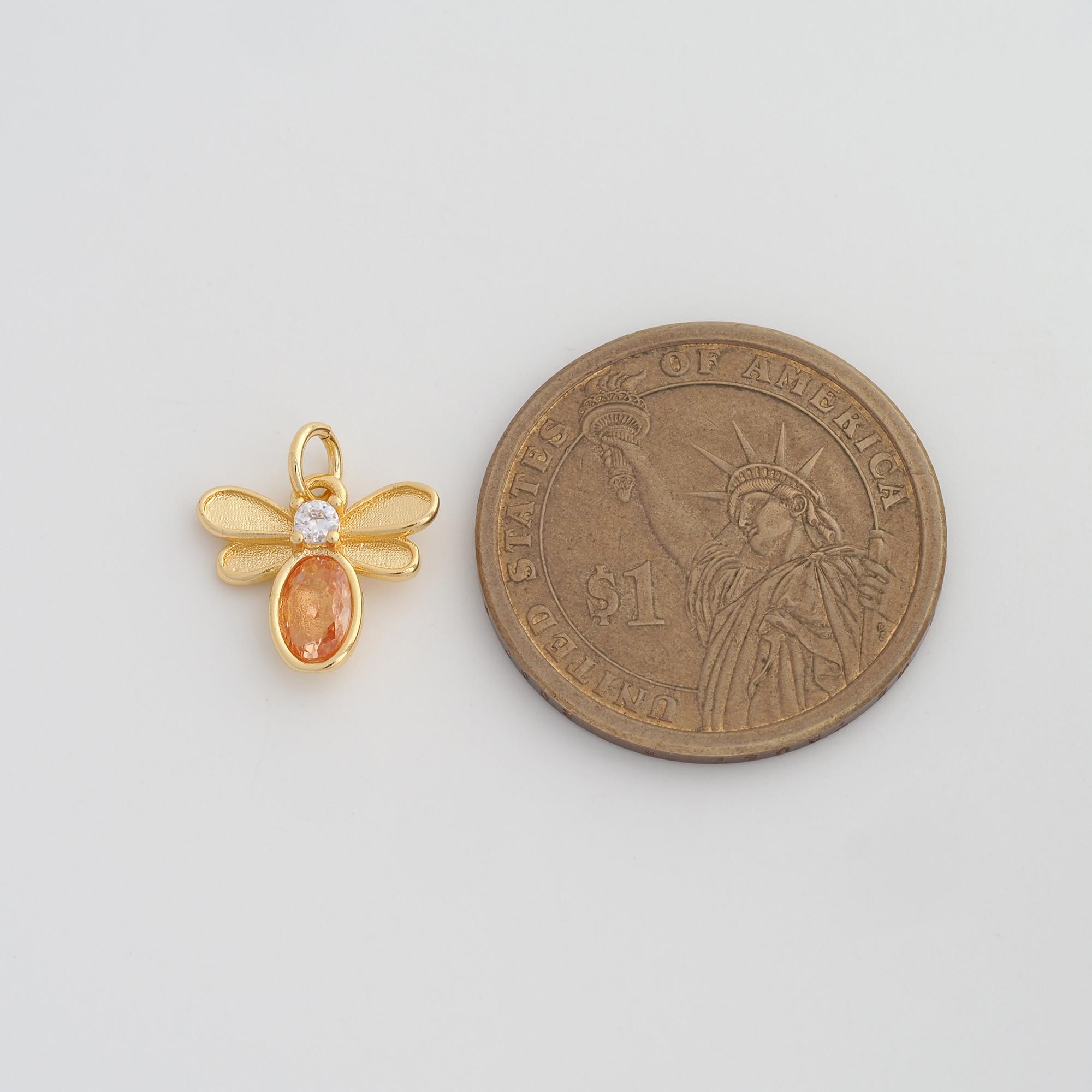 Dainty Gold Firefly Pendant,18k Gold Filled Insect Charms,micropavé CZ ...