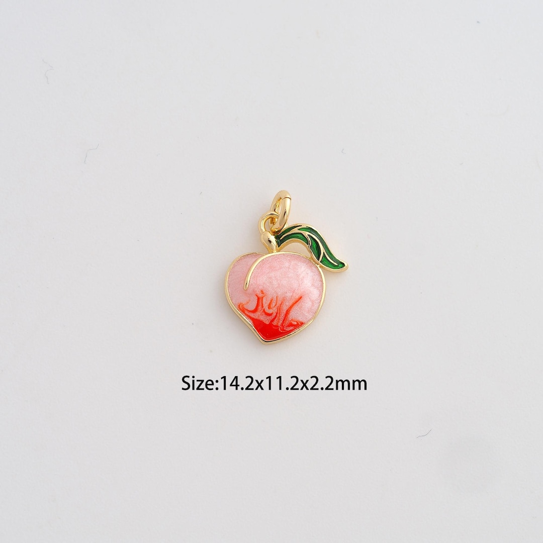 Dainty Gold Peach Pendant,18k Gold Filled Fruit Charms,enamel Peach ...