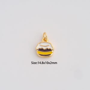 Colgante delicado de tarro de miel dorado, dijes de miel chapados en oro de 18 quilates, dije de tarro de miel esmaltado para collares y pulseras DIY, suministros para joyería