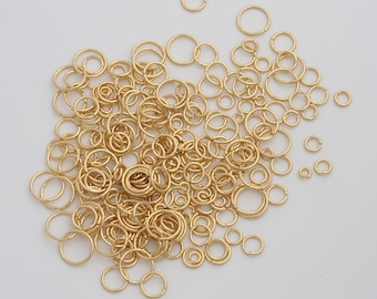 100 piezas de delicados anillos de salto abiertos de oro, anillos de salto redondos rellenos de oro de 18 quilates, anillos de salto de oro para collares, pulseras y accesorios de joyería.