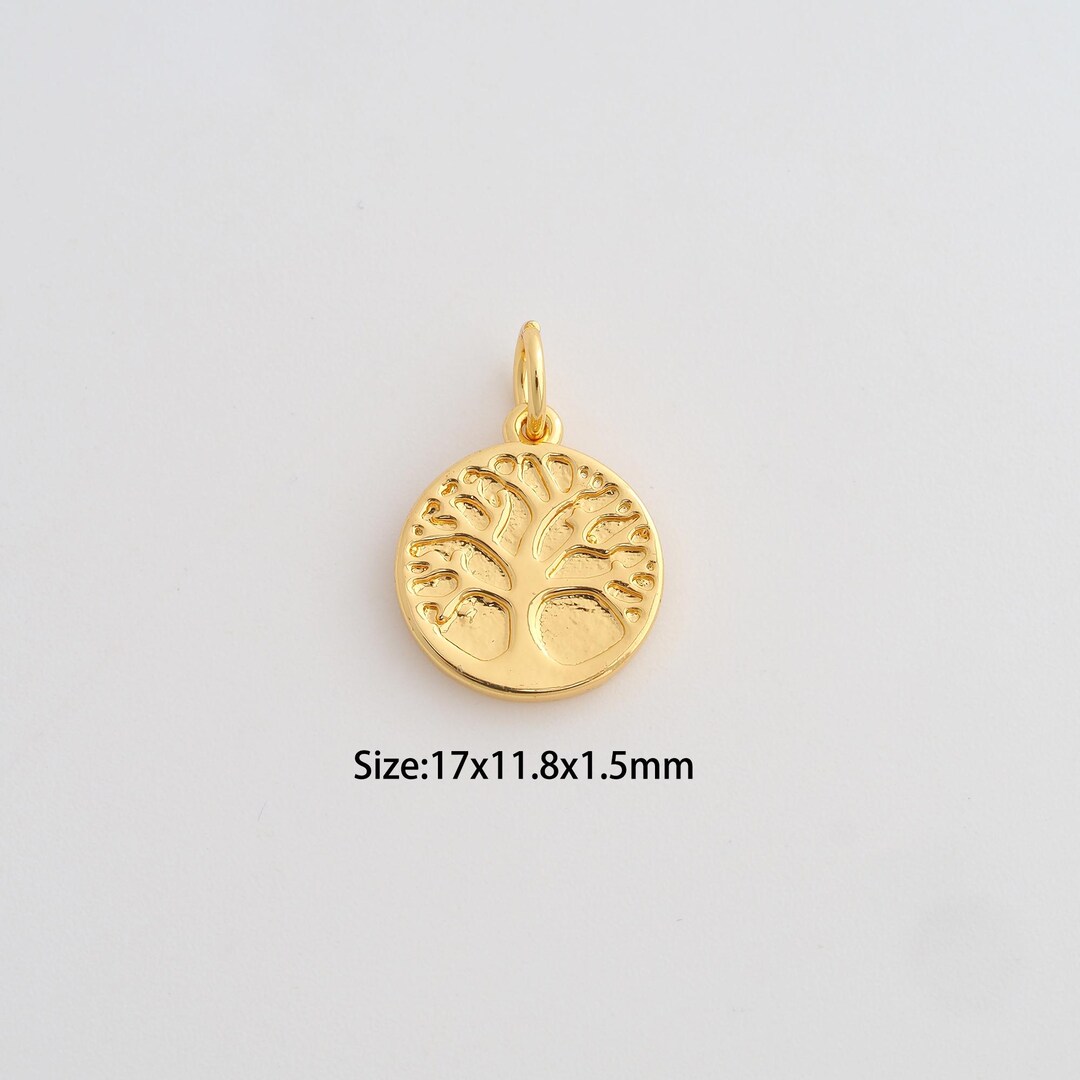 Dainty Gold Tree of Life Pendant,18k Gold Filled Round Charms,tree ...