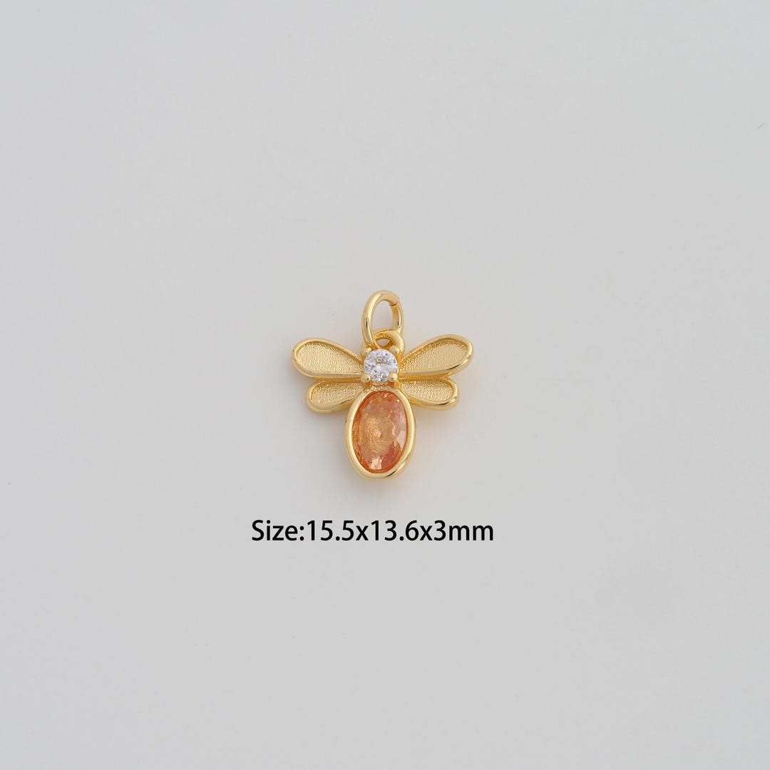 Dainty Gold Firefly Pendant,18k Gold Filled Insect Charms,micropavé CZ ...
