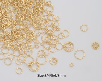 100 pcs Dainty Gold Open Jump Rings,14K Gold Filled Round Jump Rings,Gold Jump Rings for DIY Necklace Bracelet Jewelry Findings Supply