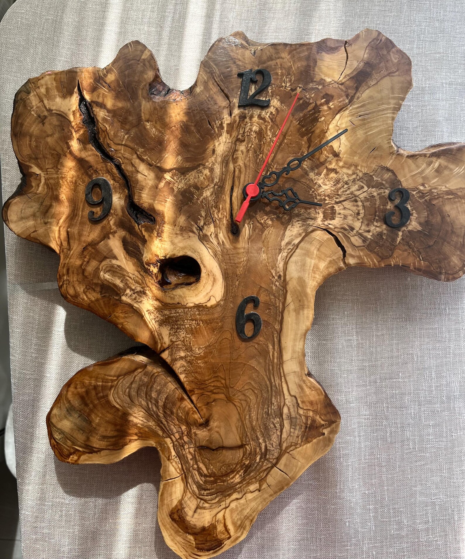 Handmade Olive Wood Wall Clock: Live Edge Rustic Home Decor - Etsy