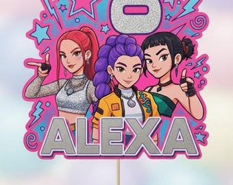 K-Pop Inspired Themed Personalised Cake Topper Decor Birthday - caketoppers with custom name and age
