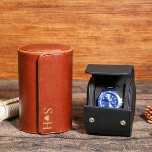 Personalized Leather Watch Box, Vegan Leather Watch Box, Watch Roll for 3 Watches, Wedding groomsmen gifts, Watch travel case, Gifts for Dad