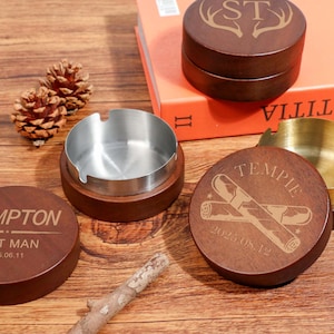 Personalized  Wooden Cigar Ash Tray, 3 styles, monogram cigar ash tray, gift for men, groomsman gift, personalized wedding gift