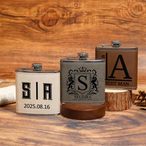 Personalized Leather Flask for Men, Personalized Hip Flask, Groomsmen Gifts, Custom Groomsmen Flask, Best Man Gifts, Groomsmen Proposal