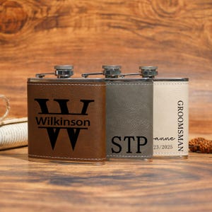 Personalized Leather Flask for Men, Groomsmen Gifts, Best Man Gifts, Leather Hip Flask, Custom Engraved Flask for Groomsmen, Wedding Flask