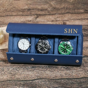 Personalized Leather Watch Box, Custom Leather Watch Box, Engraved Groomsman Watch Case Gift,Travel Watch Organizer Gift For Him,Groom Gift