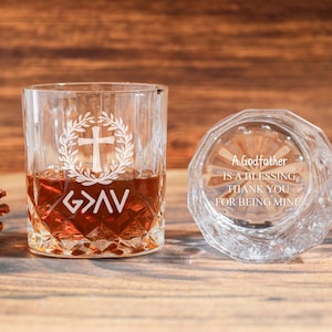Personalized Christian Whiskey Glass Father's Day Gifts, Religious Gifts for Dad, First Communion Gifts,Baptism Gifts,Birthday Gifts for Men