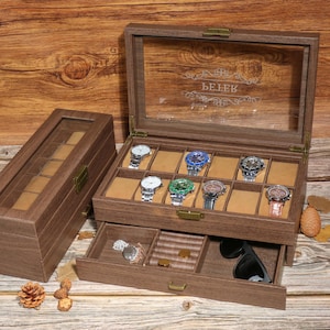 Customized Watch Storage Valentine's fathers Day Gift,Custom Engraved Watch Box for Men,Watch Case ,Gift for Husband,Boyfriend,Dad,Grandpa