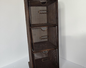 Tall 3 Drawer Black Metal Cubbie Shelf 20" Tall 6 1/2" Deep 6 1/2" Wide