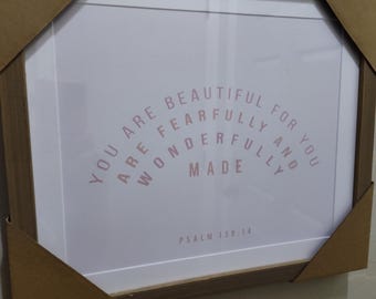Religious Bible Verse Psalms in Pink . Picture for Girls Room. New in Pk. 12 X 14