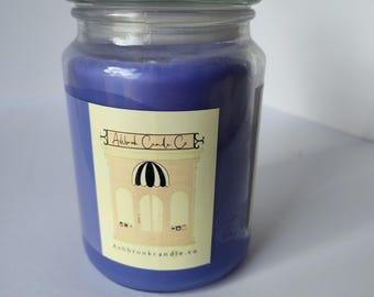 Black Amber and Lavender Candle in Glass Jar: 3-Wick Purple New Never Burned