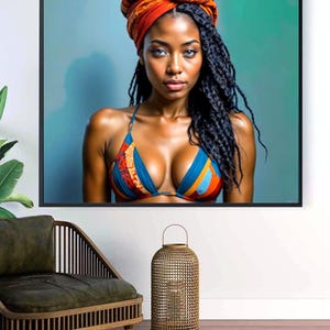 African Beauty Portrait – Digital Art Print | Afrocentric Woman in Headwrap | Melanin Goddess Wall Art | Instant Download