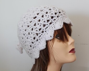 Handmade Crochet Beanie Hat Off White color