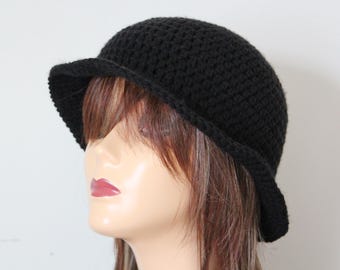 Handmade Crochet Bucket Hat Black color