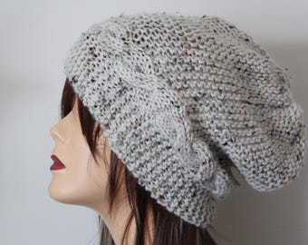 Bonnet tricoté fait main Couleur avoine