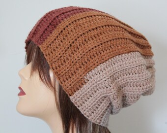 Handmade Crochet Beanie Hat Tan, Coffee, Beige, Brown  color