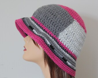 Bob au crochet fait main Gris, Rose fuchsia, Anthracite, Gris clair, Couleur noire