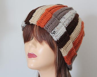 Bonnet au crochet fait main citrouille, avoine, marron, beige, couleur taupe