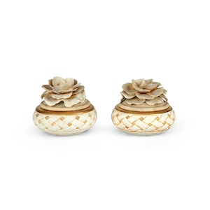 Vintage Capodimonte Trinket Boxes – Italian Porcelain Box with Floral Lids. Vintage Jewelry box (Set of 2)