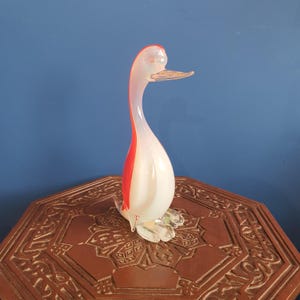 Vintage Italian Murano Glass Duck Figurine – Hand Blown Venetian Glass Sculpture | Collectible Glass & Mid Century Home Accent 9.8 inch