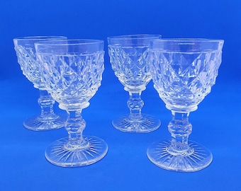 Mid-Century Cut Crystal Glass Set – Vintage Wine or Water Goblets, Elegant Barware Gift, Table Setting Accent, Formal Dining & Home Decor