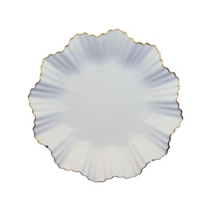 Vintage Bernardaud Limoges France Porcelain Serving Bowl – White Scalloped Edge with Gold Trim, Collectible Centerpiece Decorative Tableware