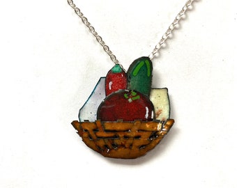 Garden Bounty Necklace in copper enamel / Garden Jewelry / Food Jewelry / Gardener gift / vegetable necklace